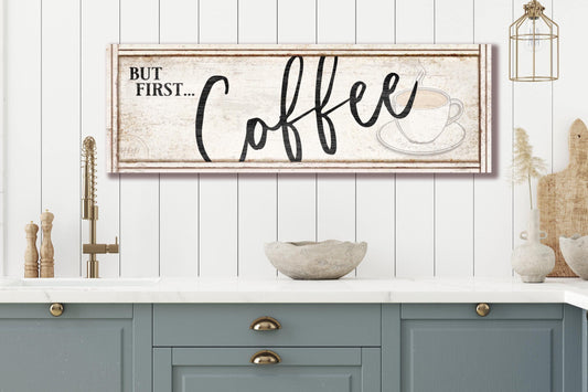 Large Rustic Kitchen COFFEE Bar Sign Canvas Wall Art