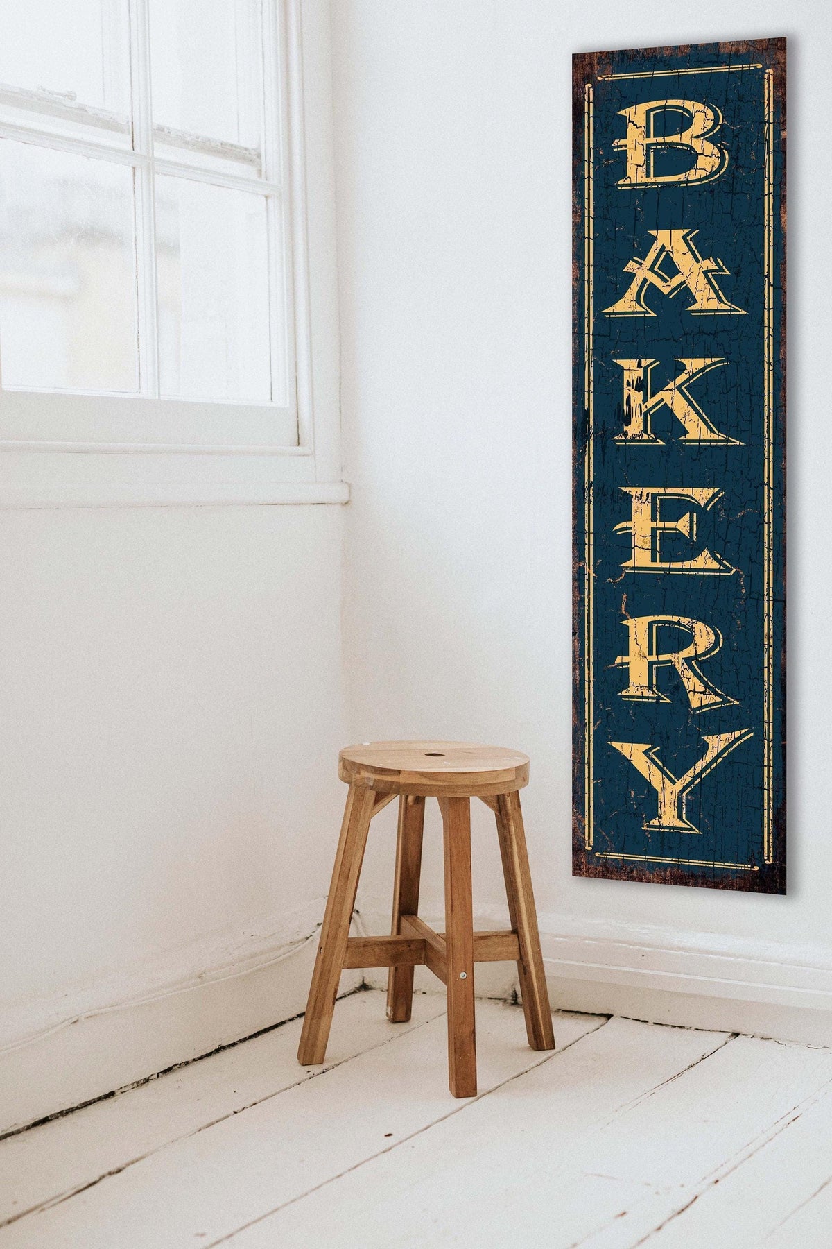 BAKERY Sign Vintage Retro French BLUE Large Rustic Canvas Kitchen Dining Room Business Shop Print
