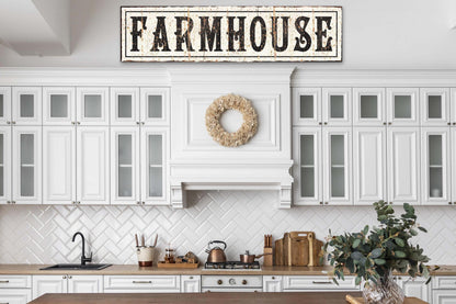 Vintage FARMHOUSE Sign Large Modern Rustic Canvas Decor Kitchen Dining Room Entry Wall Art