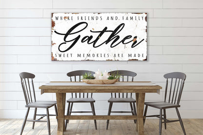 GATHER Memories Are Made Modern Vintage Farmhouse Sign Wall Large Rustic Kitchen Dining Room Print