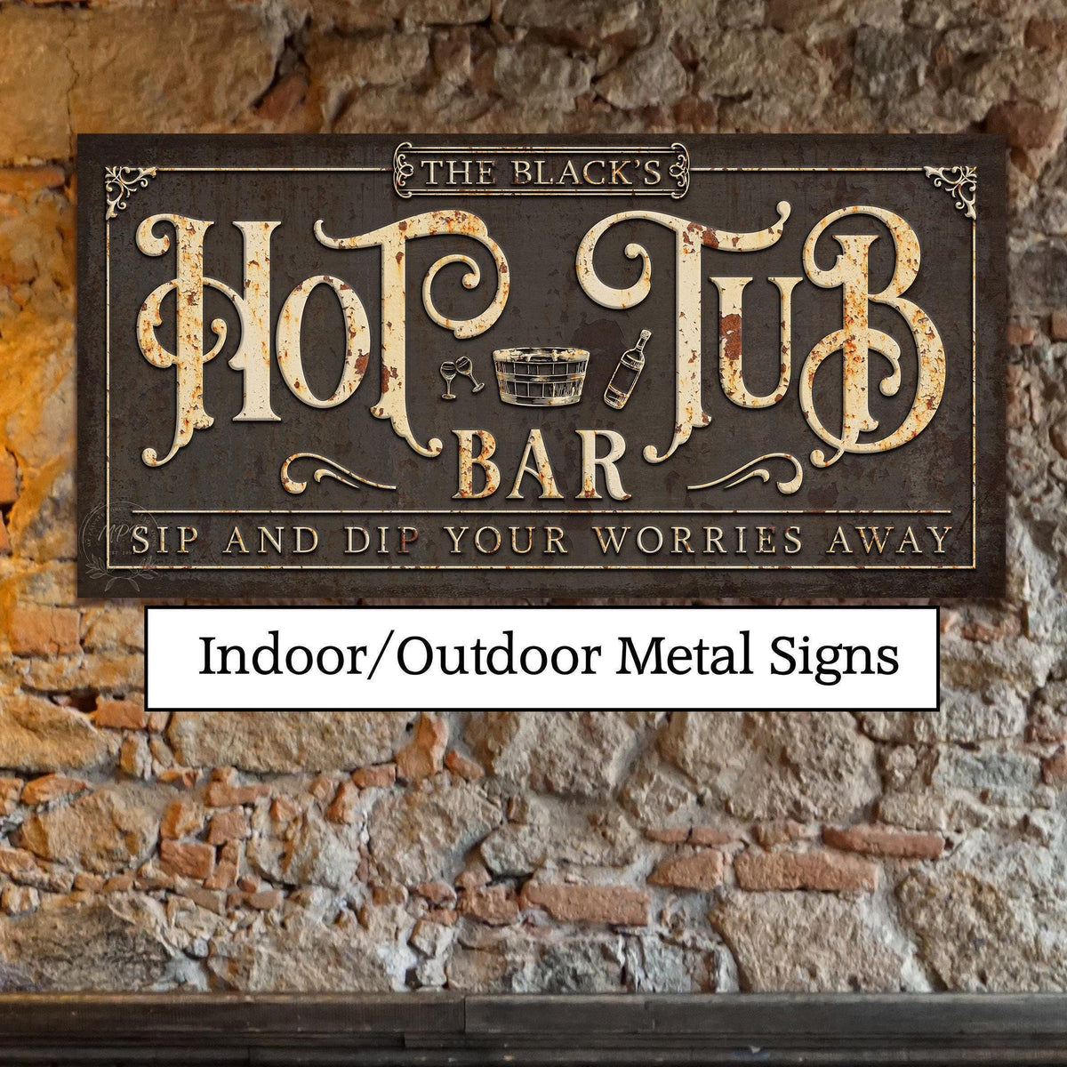 Hot Tub Personalized Metal Sign, Vintage Rustic Wall Art