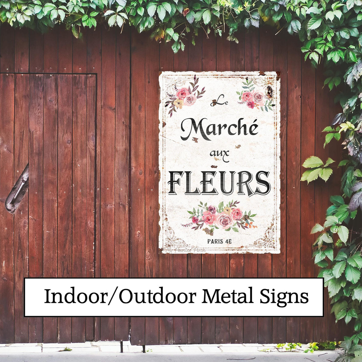 French Flower Market Garden Sign, Le Marché aux Fleurs, Metal Wall Art, Farmhouse Decor