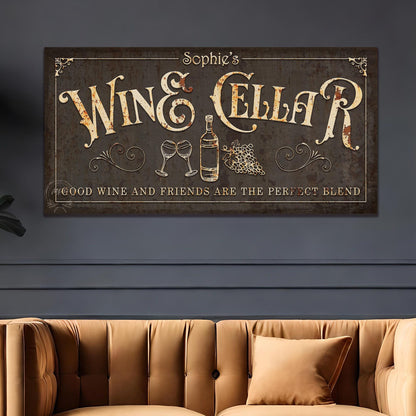 WINE CELLAR Sign Custom Basement Bar Signs PERSONALIZED Large Rustic Canvas Farmhouse Wall Art